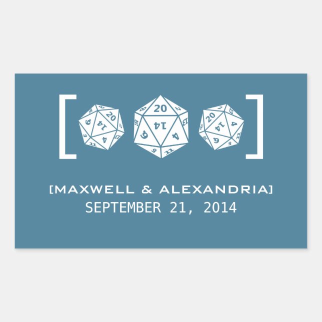 Stickers de mariage Blue D20 Dice Gamer (Devant)