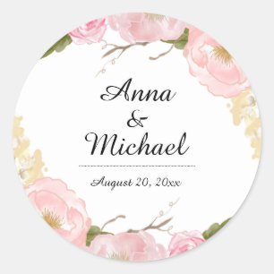 Stickers de mariage botanique floral blanc