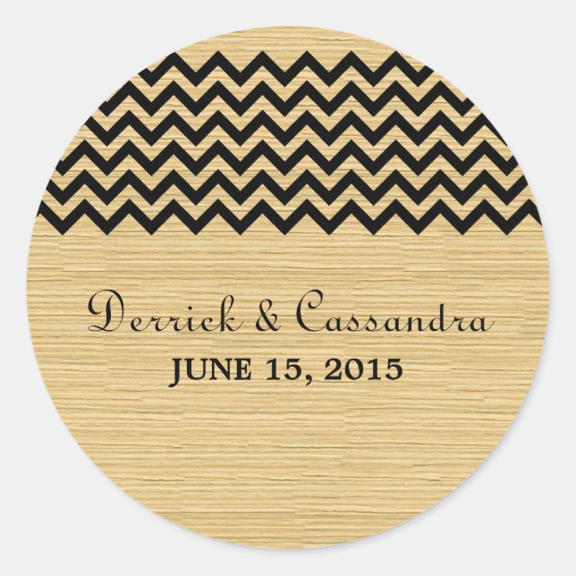 Stickers de mariage Chevron rustique ébène (Devant)