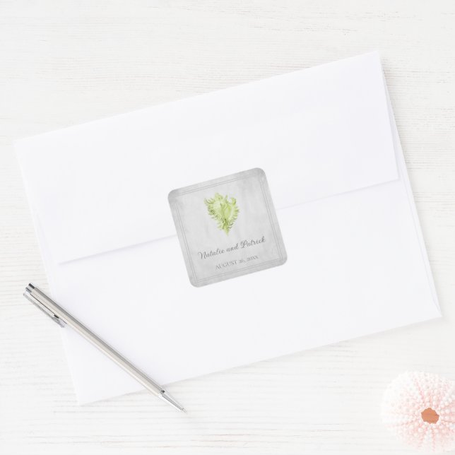 Stickers de mariage Coquille Verte (Enveloppe)