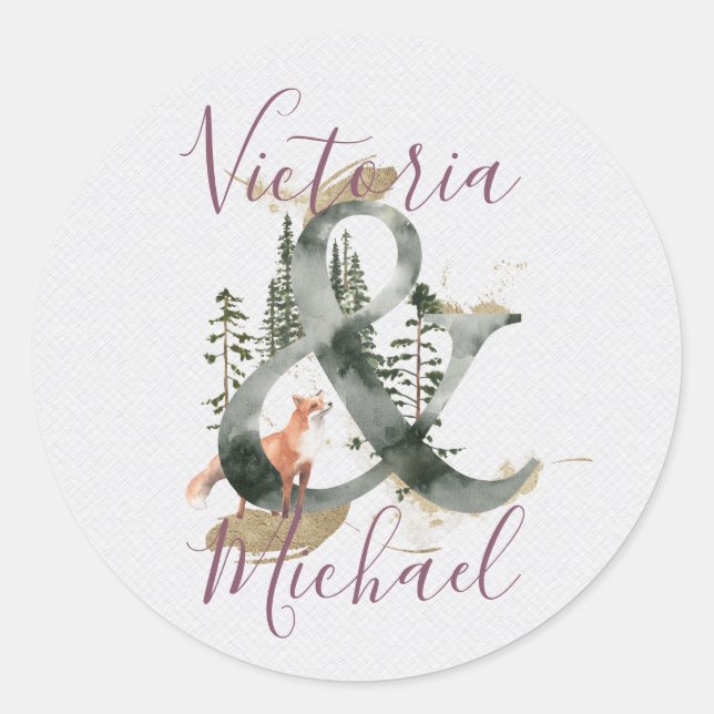 Stickers de mariage de bois aquarelle (Devant)