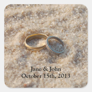 Stickers de mariage de la plage - Anneaux dans le
