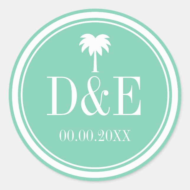 stickers de mariage de luxe palmier monographie de (Devant)
