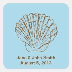 Stickers de mariage de plage : Coquille Brown sur