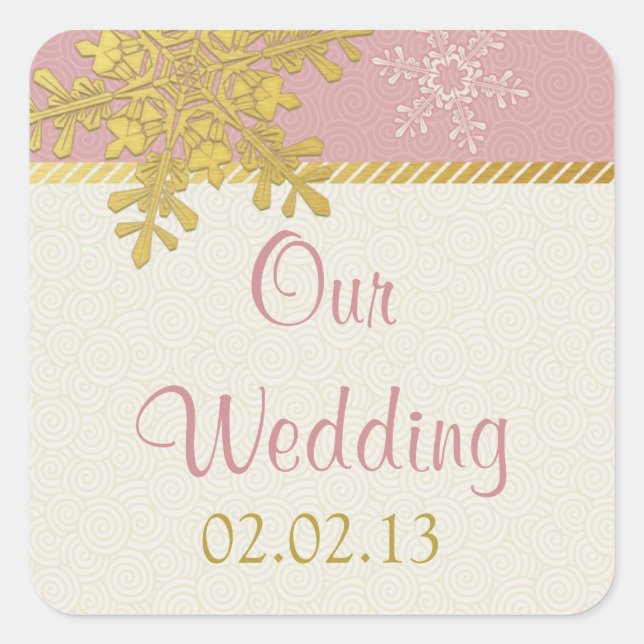 Stickers de mariage d'hiver Pink Gold (Devant)