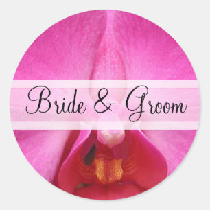 Stickers de mariage d'orchidée rose élégant