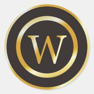 Stickers de mariage du Monogramme d'or W initial