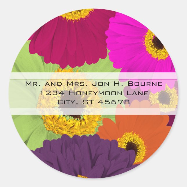 Stickers de mariage élégant Gerber Daisy (Devant)