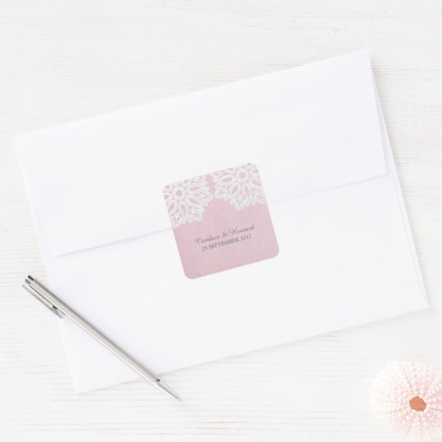 Stickers de mariage en dentelle rose (Enveloppe)