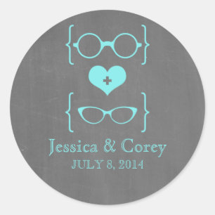 Stickers de mariage en tableau noir Aqua Geeky