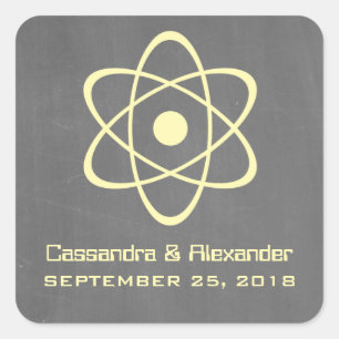 Stickers de mariage en tableau noir atomique jaune
