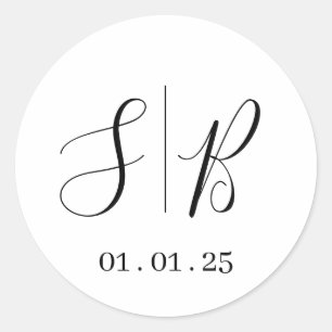Stickers de mariage Étiquettes initiaux   Blanc ar
