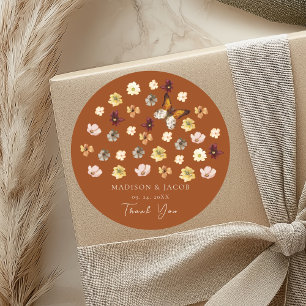 Stickers de mariage Fleur sauvage orange brûlé
