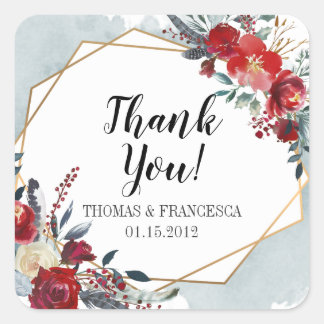 Stickers de mariage fleuri Boho géométrique or