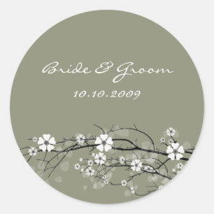 Stickers de mariage fleurissent noir et blanc