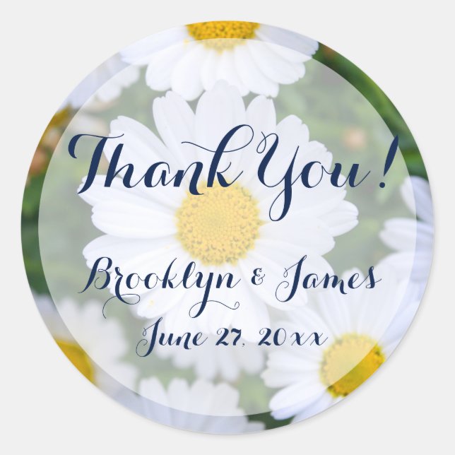 Stickers de mariage floral rond Baise blanche (Devant)