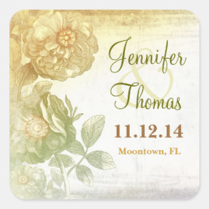 stickers de mariage floral vintage artistique