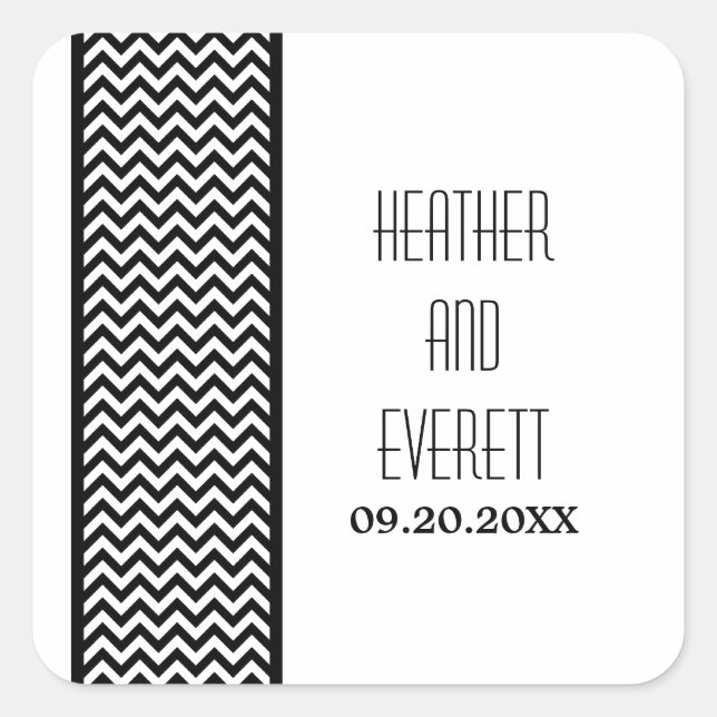 Stickers de mariage frontière Ebony Chevron (Devant)