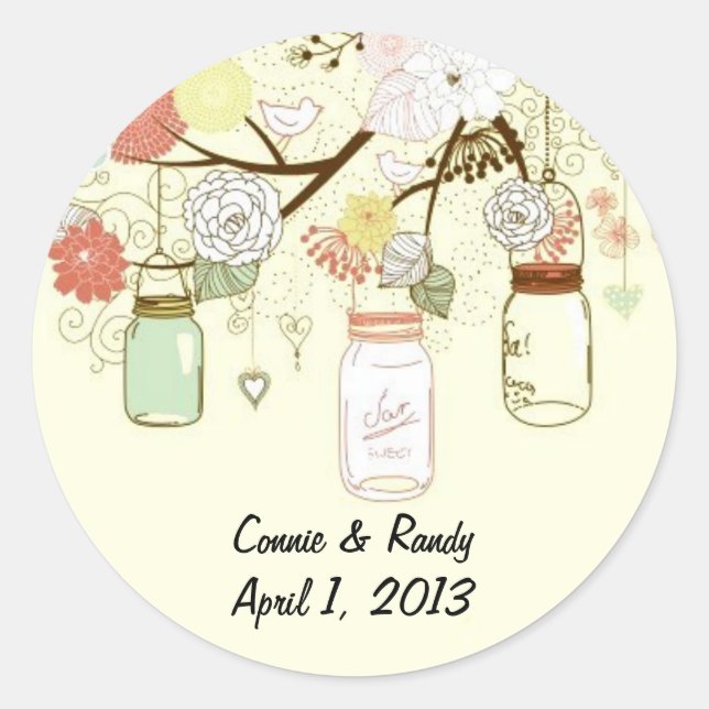 Stickers de mariage Mason Jar (Devant)