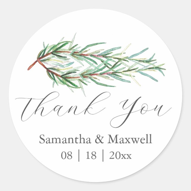Stickers de mariage Merci simple romarin (Devant)