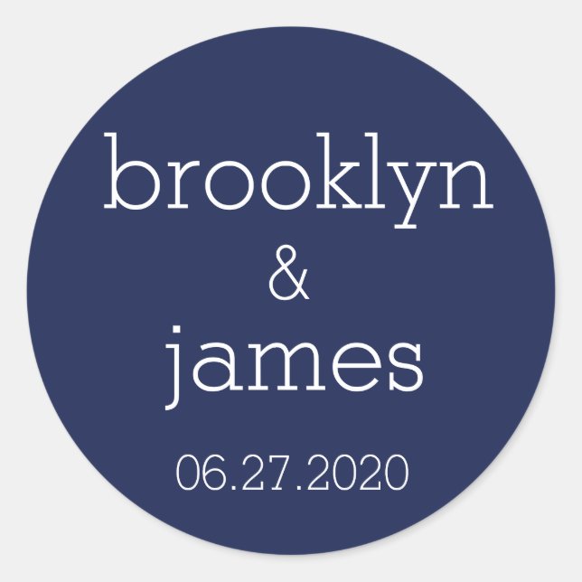 Stickers de mariage moderne bleu marine (Devant)