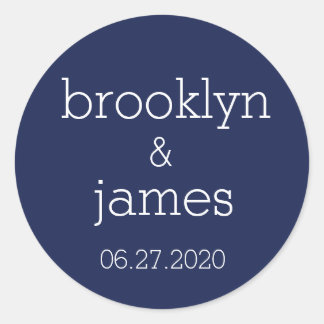 Stickers de mariage moderne bleu marine