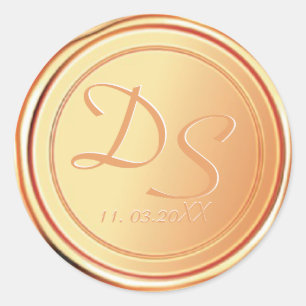 Stickers de mariage Monogram Gold Wax Seal