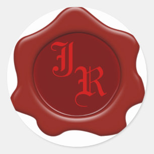 Stickers de mariage Monogram Red Wax Seal