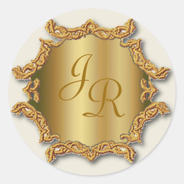 Stickers de mariage Monogramme en or (Devant)