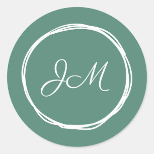 Stickers de mariage Monogramme vert