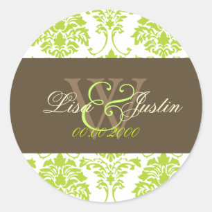 stickers de mariage monogramme vert citron