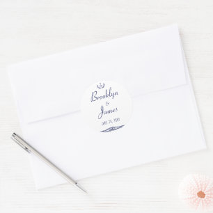 Stickers De Mariage Nautique Arrondi Avec Ancres