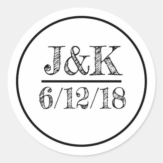 Stickers de mariage noir et blanc personnalisés (Devant)