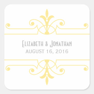 Stickers de mariage ornemental fantaisie Jaune v2