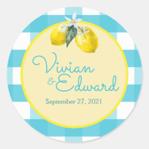 Stickers de mariage personnalisés au citron lustre