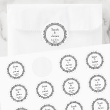 Stickers de mariage personnalisés avec cadre ornem