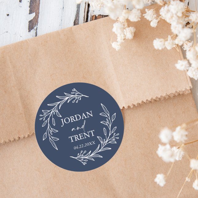 Stickers de mariage personnalisés bleu marine Euca (Créateur téléchargé)