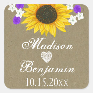 Stickers de mariage personnalisés de tournesol rus