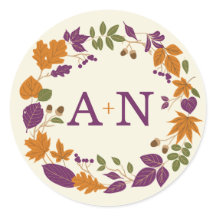 Stickers de mariage Plum et Citrouille Fall Wreath