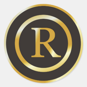Stickers de mariage pour monogramme d'or R initial