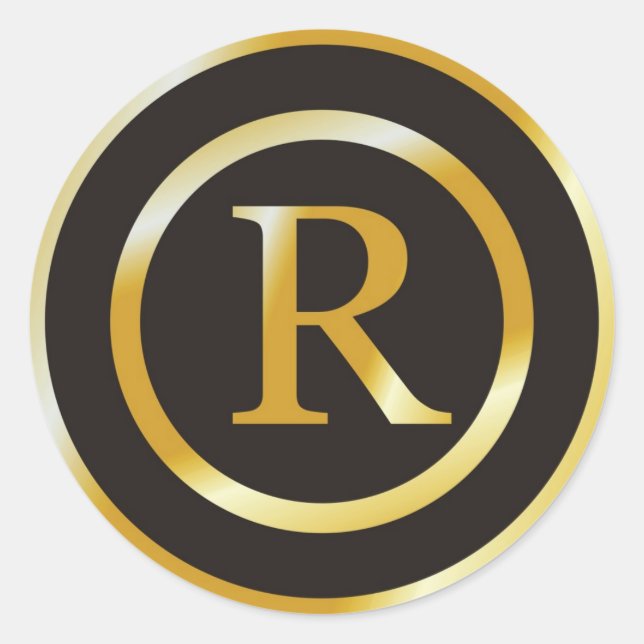 Stickers de mariage pour monogramme d'or R initial (Devant)