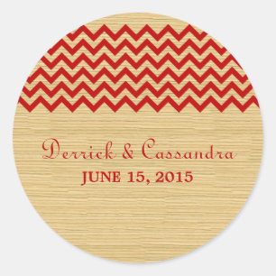 Stickers de mariage Red Rustic Chevron