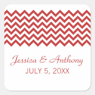 Stickers de mariage Red Simple Chevron