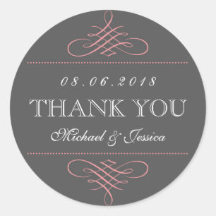 Stickers de mariage rose gris