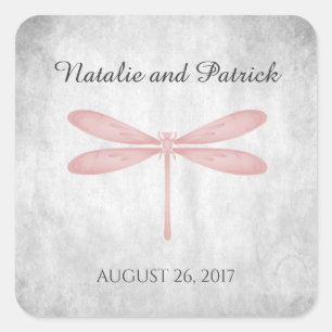 Stickers de mariage rose libellule