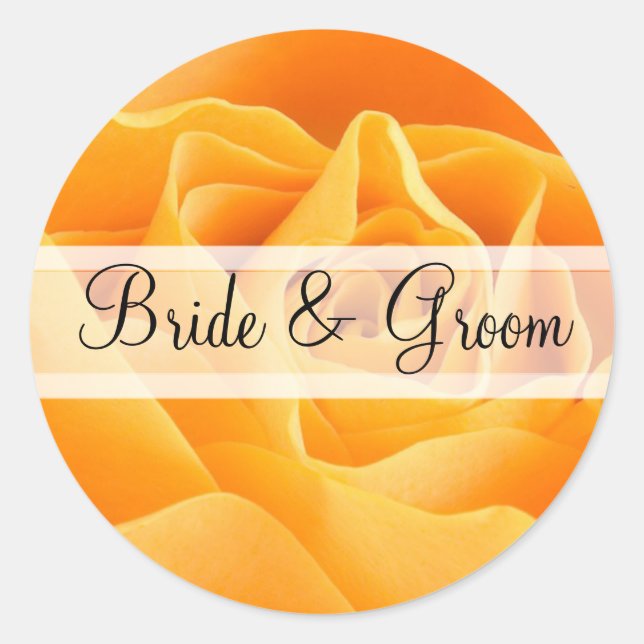 Stickers de mariage Rose orange élégant (Devant)