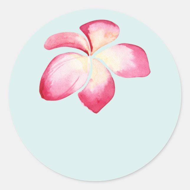 Stickers de mariage rose Plumeria Tropical Favor (Devant)