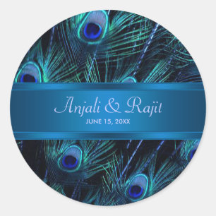 Stickers de mariage Royal Blue Purple Peacock