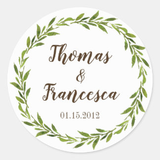 Stickers de mariage rustique aquarelle verte