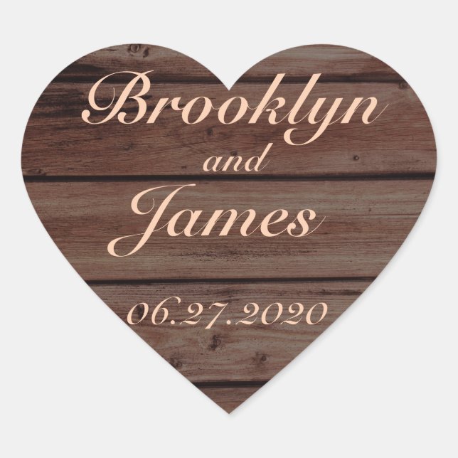 Stickers de mariage rustique coeur (Devant)